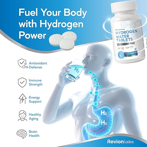 Miniatura 3 de RevionLabs - Tabletas de agua de hidrógeno para beber, electrolitos de magnesio hidrogenados moleculares H2, tabletas de bebida instantánea, salud
