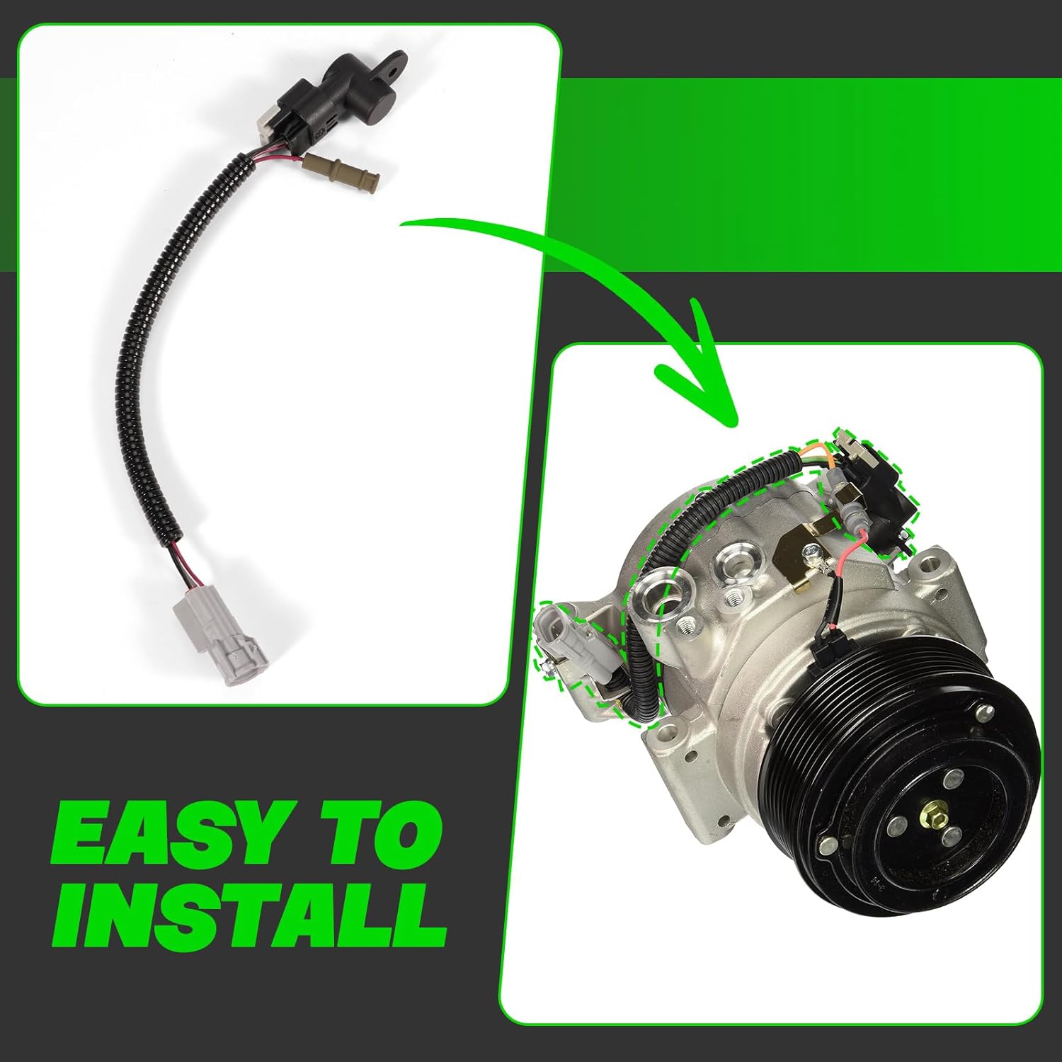 LEAPTREND FH677-SSR AC A/C Compressor Sensor Compatible with 2005-2015 Toyota Tacoma 2.7L 4.0L, Automotive Air Conditioning Compressor Sensor