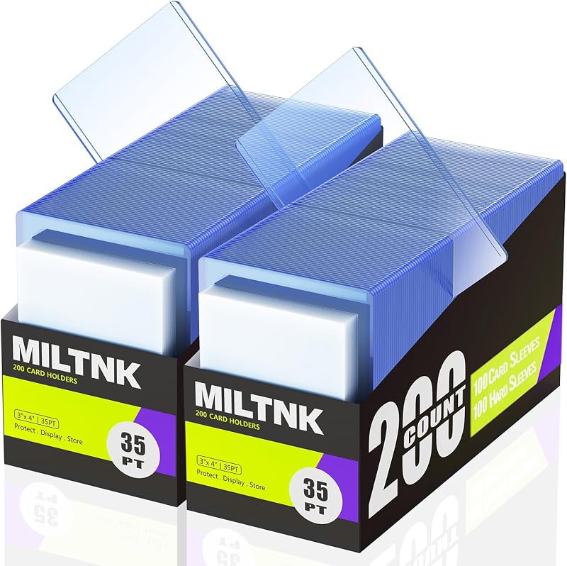 400 Card Sleeves Hard, 3×4 Trading Card Holder (200 Hard+200 Soft) | Baseball Card Cases Protectors, Playing Card Holder, Sports Cards Holder for Sports Football PKM TCG MTG Game Playing Cards