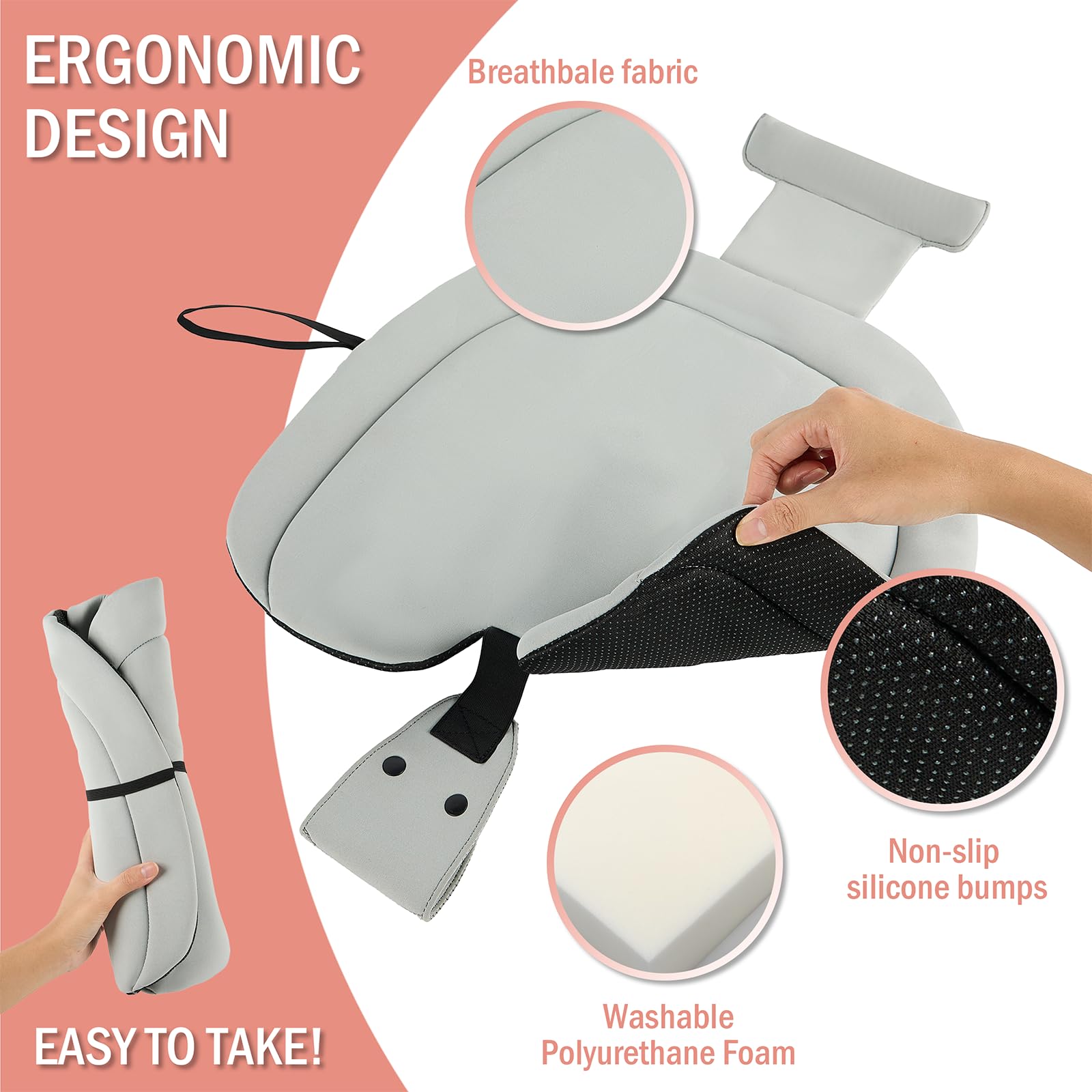 Cojín de asiento de coche para embarazo, almohadilla abdominal integrada, tela elástica transpirable que reduce el roce del vientre, mejora la comodidad de conducción y viaje (negro)