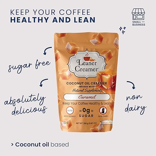 Miniatura 4 de Leaner Creamer Crema de coco con ingredientes superalimentarios - Crema de café en polvo sin lácteos, sin azúcar, keto, sin gluten, caramelo - 9.88