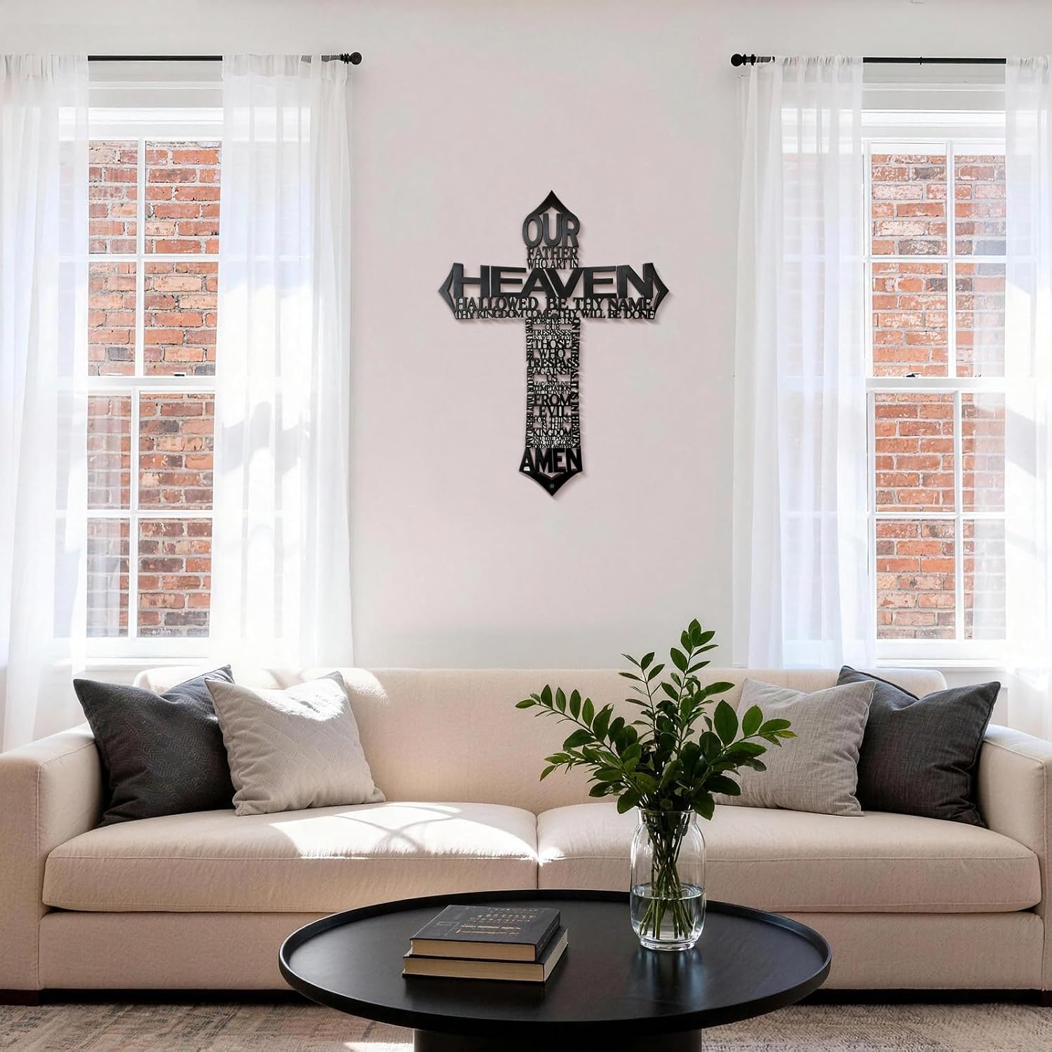 Sinseike Large Metal Cross Wall Decor (Black)