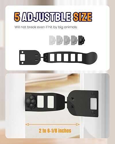 Miniatura 4 de Pestillo de puerta de metal para gatos, accesorio de puerta para gatos, fácil de instalar, duradero y plegable, 5 tamaños ajustables mantiene la