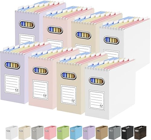 Vista 65 de Caja organizadora de archivos de cartón Oterri para carpetas de archivos colgantes tamaño carta, caja de archivos para escritorio de computadora