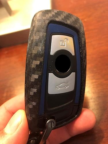 Miniatura 5 de iJDMTOY Funda de silicona suave con acabado de fibra de carbono compatible con BMW 1 2 3 4 5 6 7 Series X1 X3 X4 llave inteligente sin llave (patrón