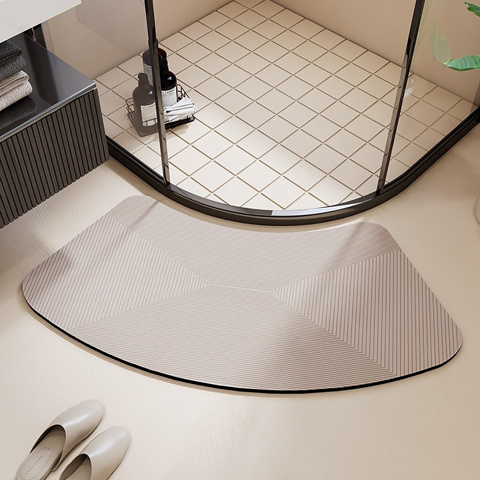 Generico Tappeto Bagno a Forma di Arco Antiscivolo E Assorbente per Vasca E Doccia,F,60x120cm(24x47inch) | Asciugatura rapida, facile da pulire