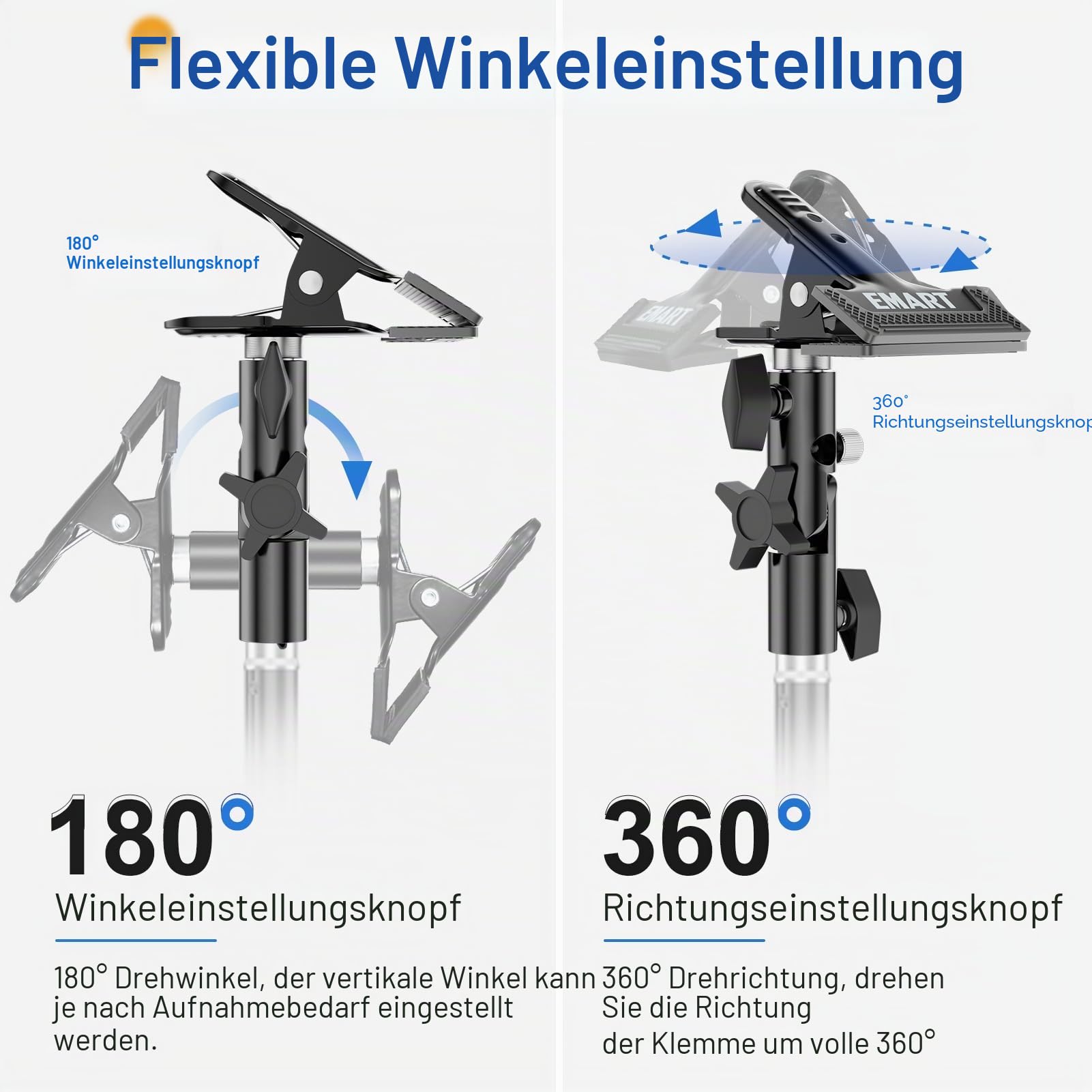EMART Klemme Reflektor Klemmhalter Federzwinge Metall Klemmhalter mit 5/8" Schraube für Reflektor Fotostudios Regenschirm Blitz Hintergründe