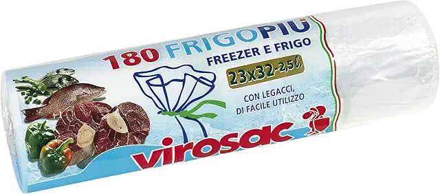 Sacchetti per congelatore VIROSAC Frigo Più 23x32 cm con legacci, 180 pezzi