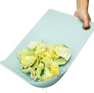 Plastic Cutting Board for Kitchen - Small Chopping Board for Meat, Chicken, Vegetable, Fruit - Plastic Cutting Board with Grip Handle and Draining Holes - Dishwasher Safe - RV Kitchen Accessories
