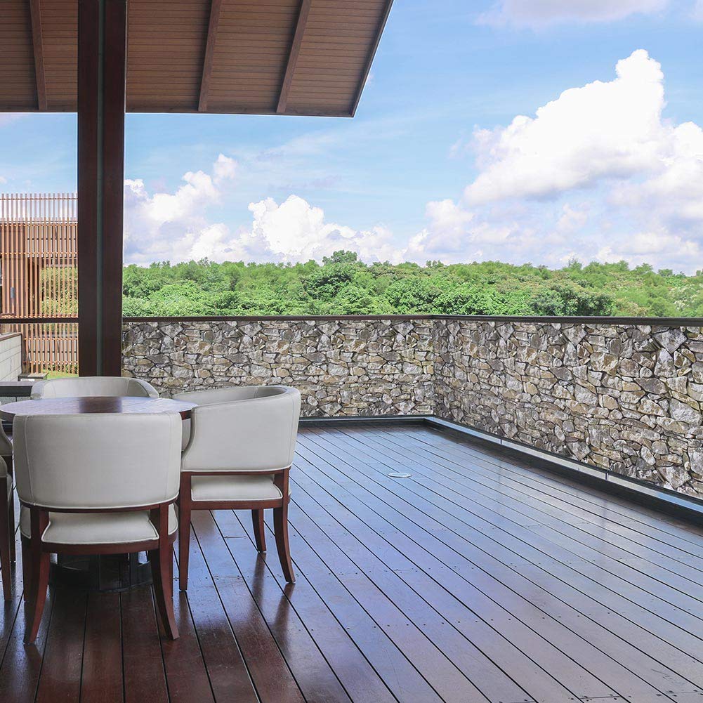 BAKAJI Telo Copertura Frangivista Frangivento per Ringhiera Protezione Balcone Dimensione 600 x 90 cm in Tessuto PVC Aggancio ad Occhielli Corda 24mt Inclusa (Pietra)
