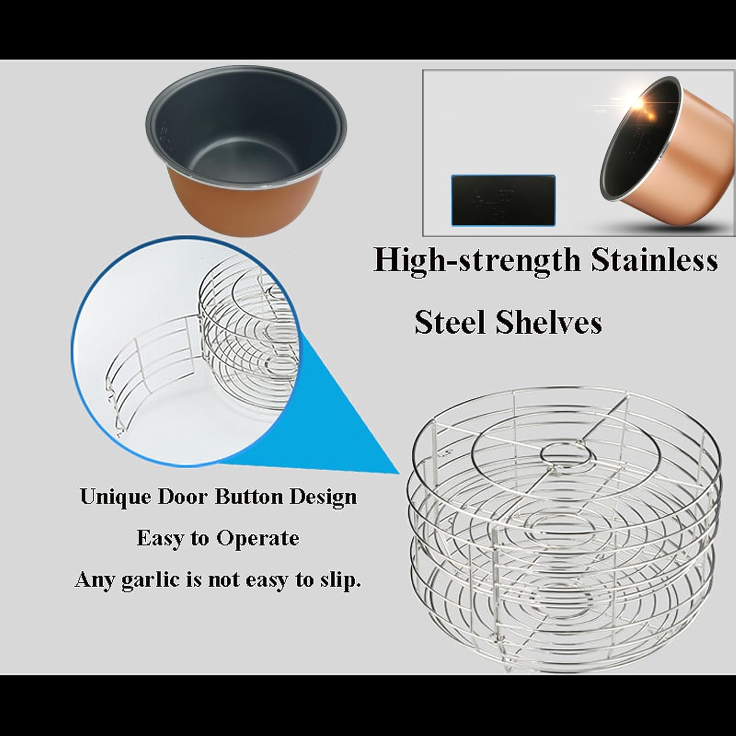 Black Garlic Fermenter 5L Health Fermentation Pot Automatic Intelligent Fermenter Multi-functional Garlic Fermenter Pot Black Garlic Yogurt Natto Sweet Rice Wine Fruit Vinegar Fermenter 110V