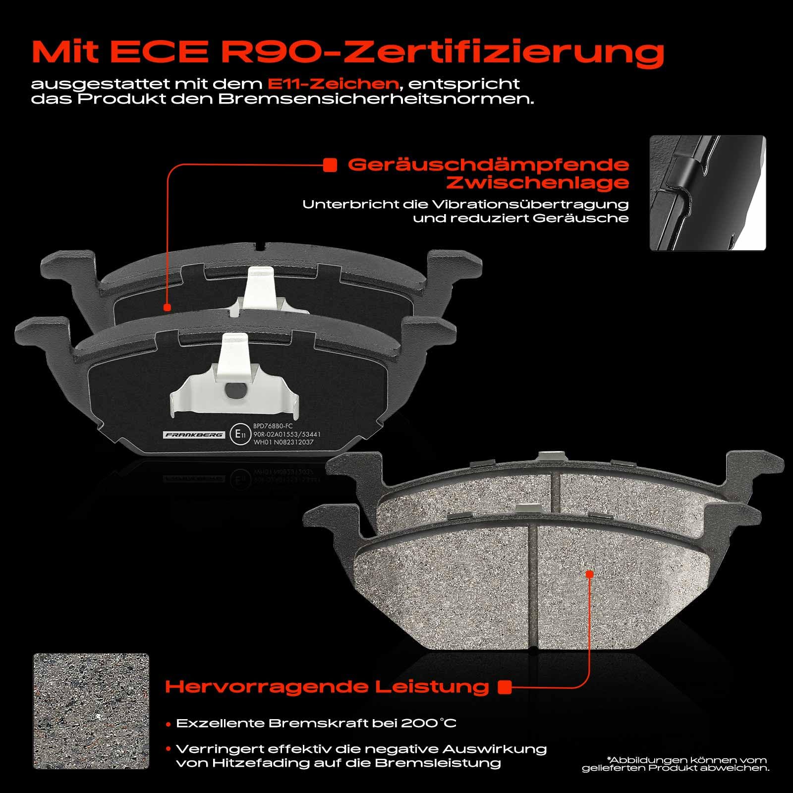 Frankberg Bremsensatz inkl. 2x Bremsscheiben + 4x Bremsbeläge Vorne Kompatibel mit Golf IV 1J1 Fabia II 542 Polo 9A 9N Fabia II Combi 545 Replace# 5Z0615301B