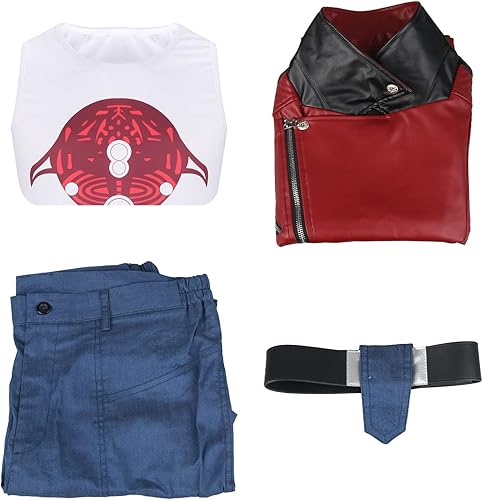 Miniatura 5 de MORROWIND Men Cosplay Red Punk Jacket Vest Pants Belt Set Costume Adult Outfit Suit Pu Leather for Halloween Party Role play