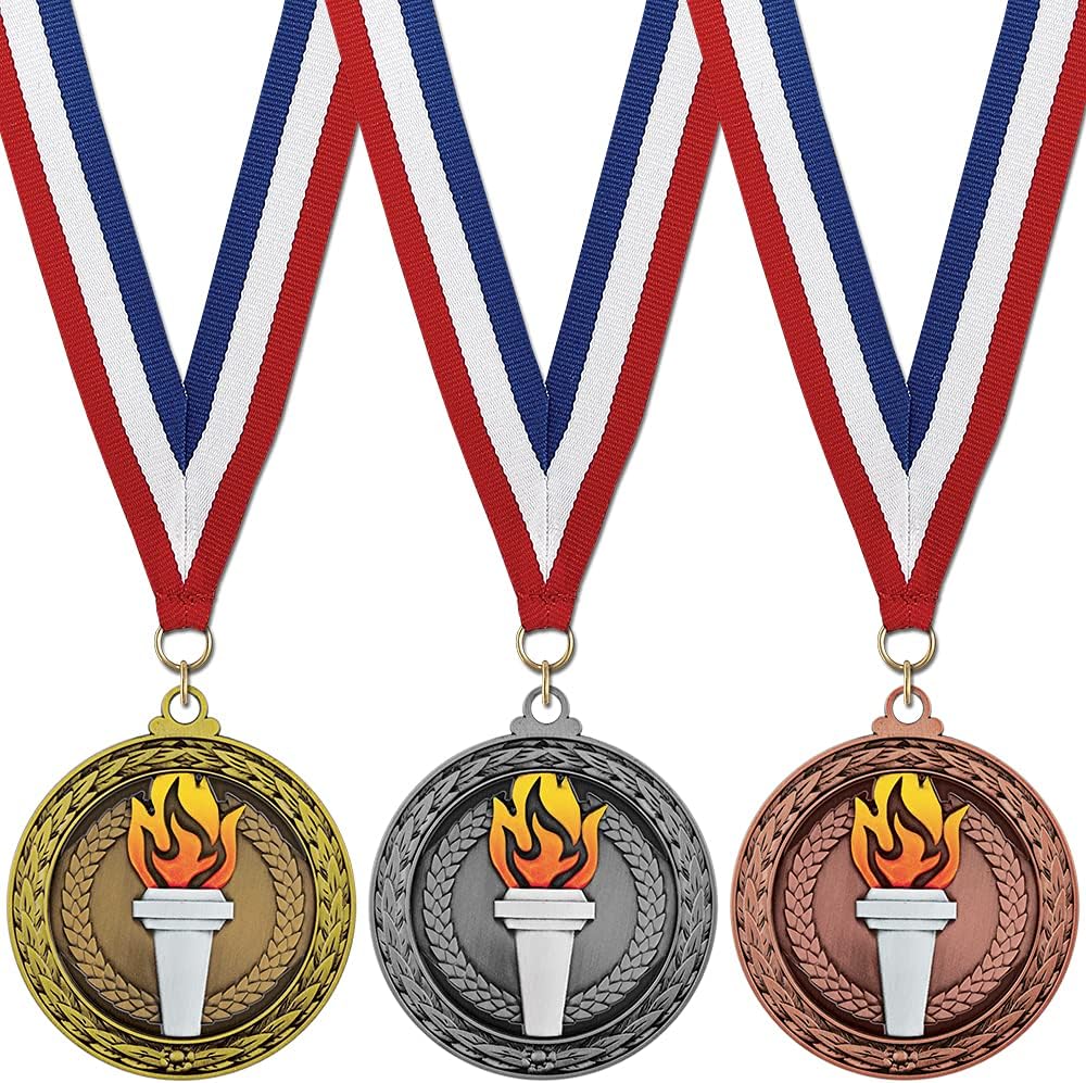 Hodges Badge Award Medals - Gold, Silver & Bronze GFL Victory Torch Award Medals - 3 Pack Bundle