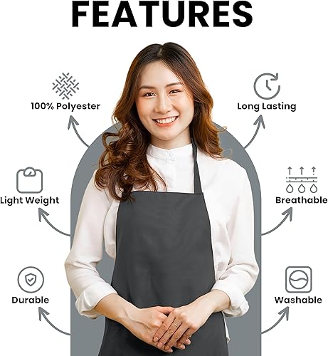 Miniatura 2 de Aprons for Men - 100% Polyester Chef Apron Women with Extra Long Ties - Cooking Aprons for Women & Mens Apron