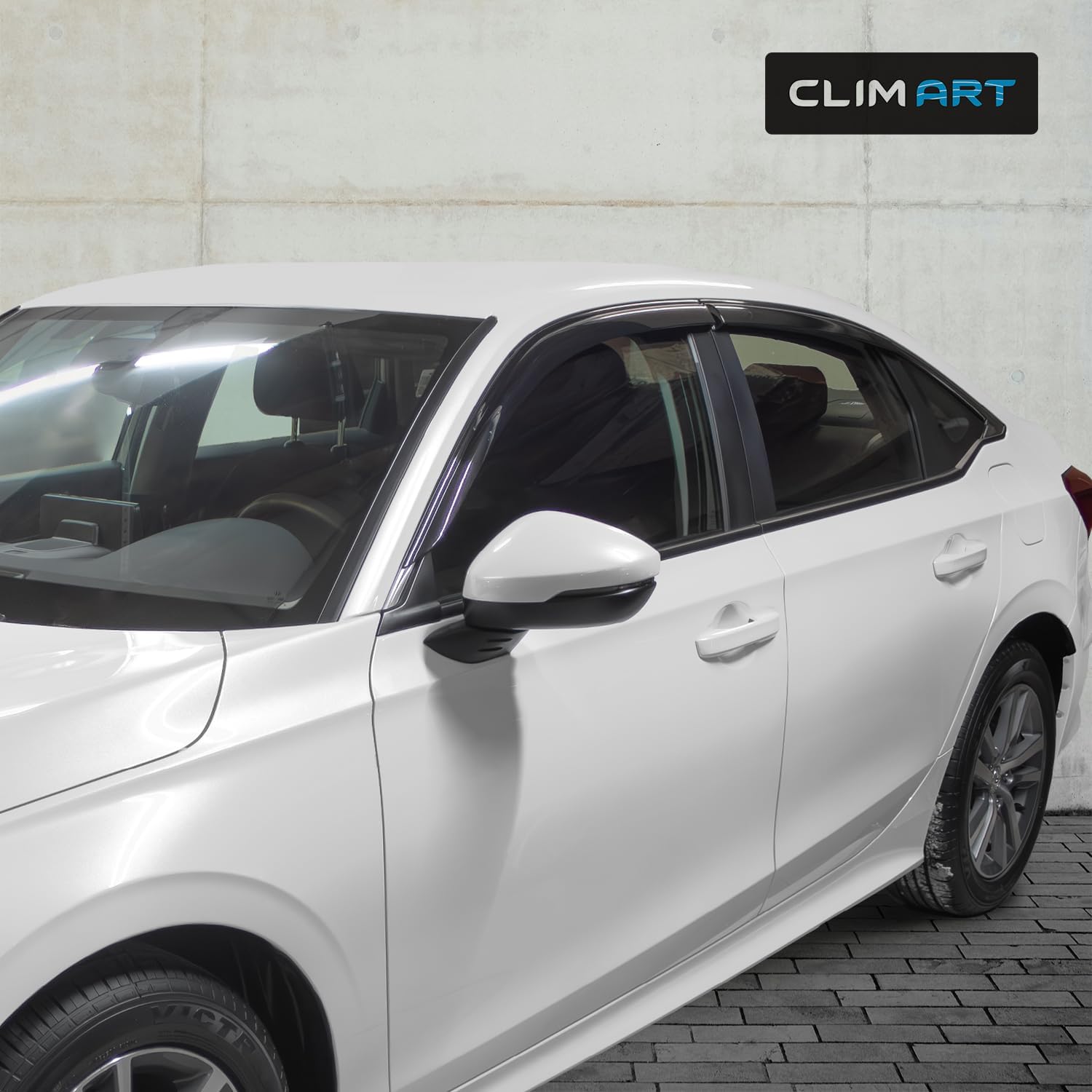 CLIM ART Incredibly Durable Rain Guards for Honda Civic 2022-2026 Sedan, Original Tape-on Window Deflectors, Vent Deflector, Window Visors, Car Accessories, 4 pcs. - 522268
