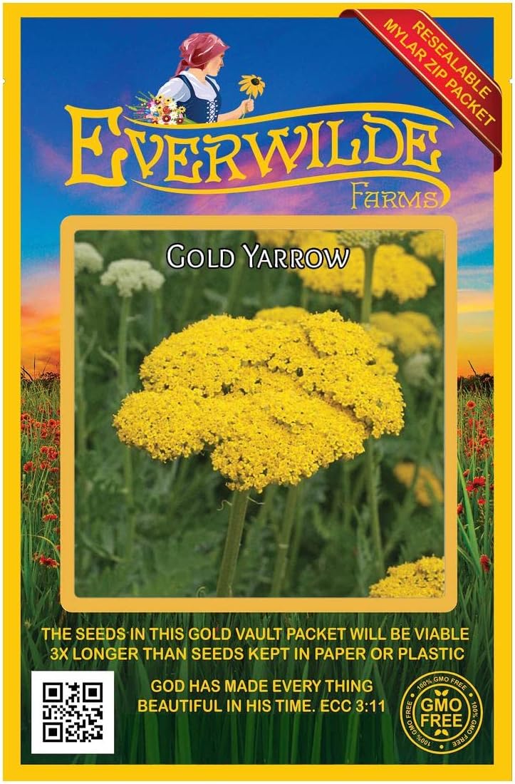 Everwilde Farms - 1/4 Lb Gold Yarrow Wildflower Seeds - Gold Vault