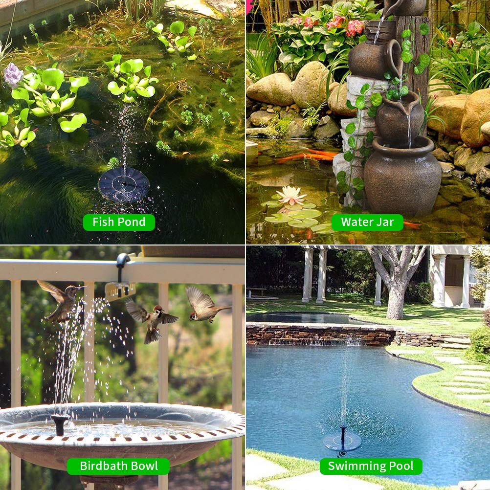 Ankway 2.5W Solar Fountain with 800mAh Battery, Upgrade Version Solar Powered Fountain Pump for Bird Bath,Garden Backyard Pond Pool Outdoor,Free Standing Floating Solar Water Fountain with 7 Nozzle