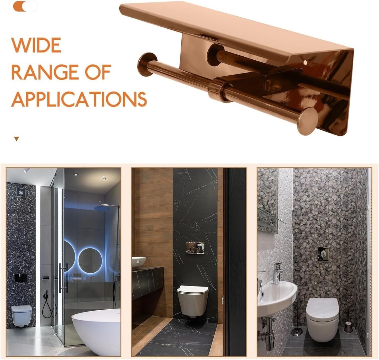 Toilet Paper Holder Brushed Gold Tissue Paper Rack and Phone Holder Stainless Steel Bathroom Wall-Mounted Tissue Roll