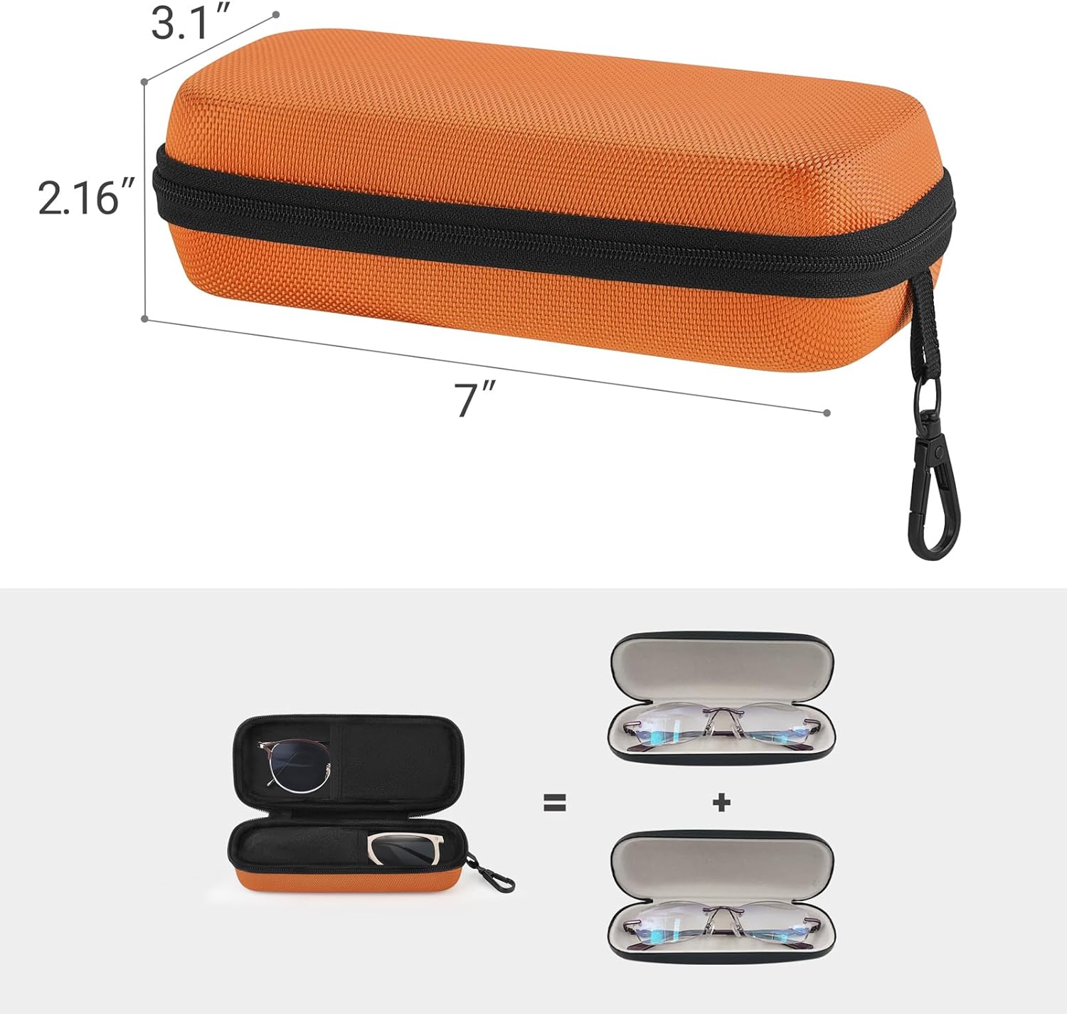 Mkono Double Eyeglasses Case, EVA Hard Shell Travel Sunglass Organizer with Zipper Closure Multiple Glasses Case for Travel - Image 7