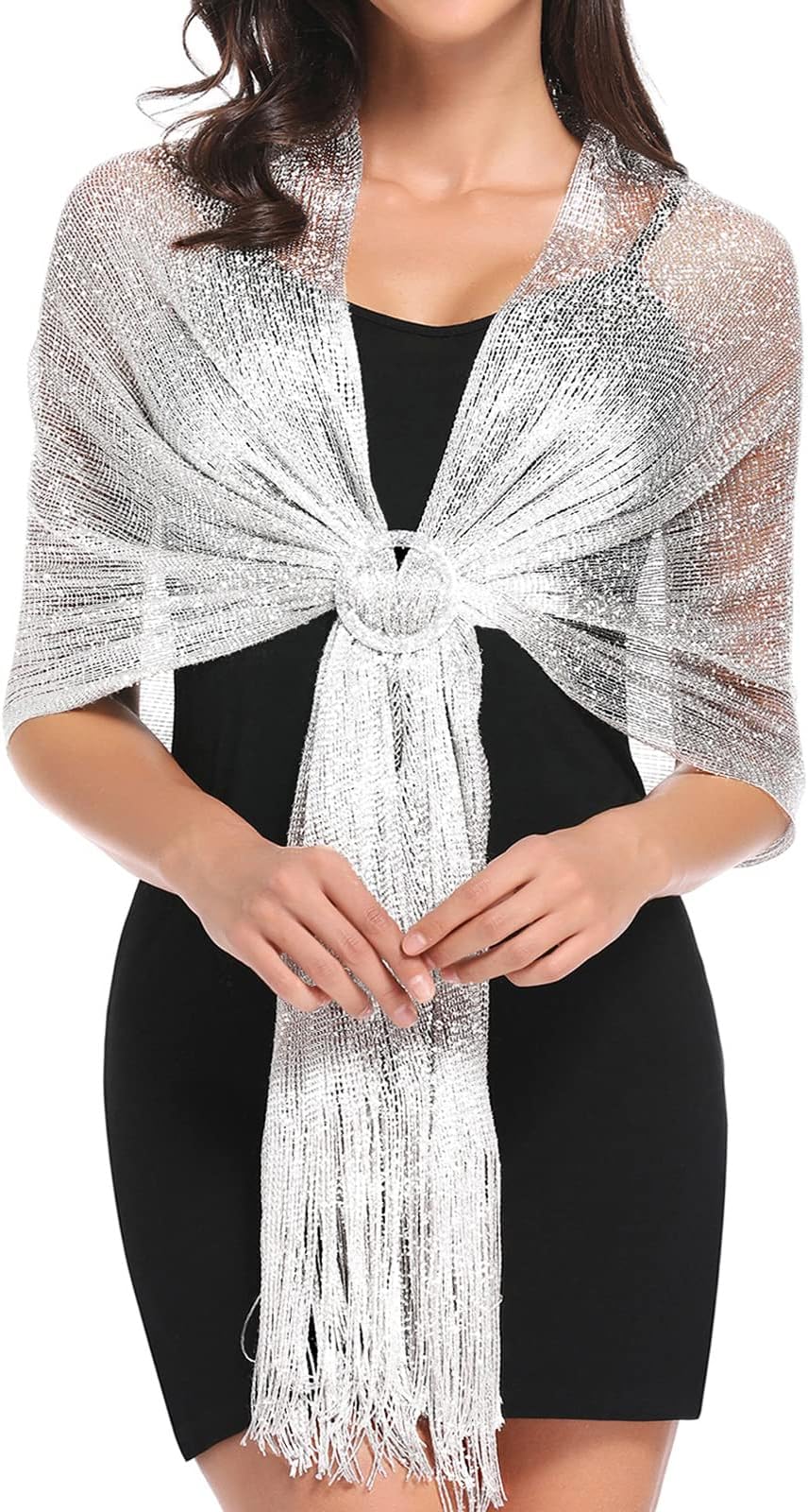 Sparkling Metallic Shawls and Wraps for Bridal Weddings/Evening Party/Formal Dresses (With Free Shawl Buckle)