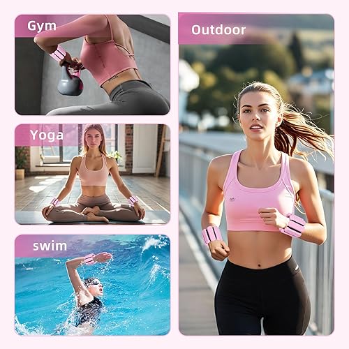 Miniatura 6 de Adjustable Ankle Weights,Wrist Weights for Women & Men,Set of 2 (1Lb Each),Perfect for Walking,Running,Yoga,Pilates,Gym,Strength Training. Weighted