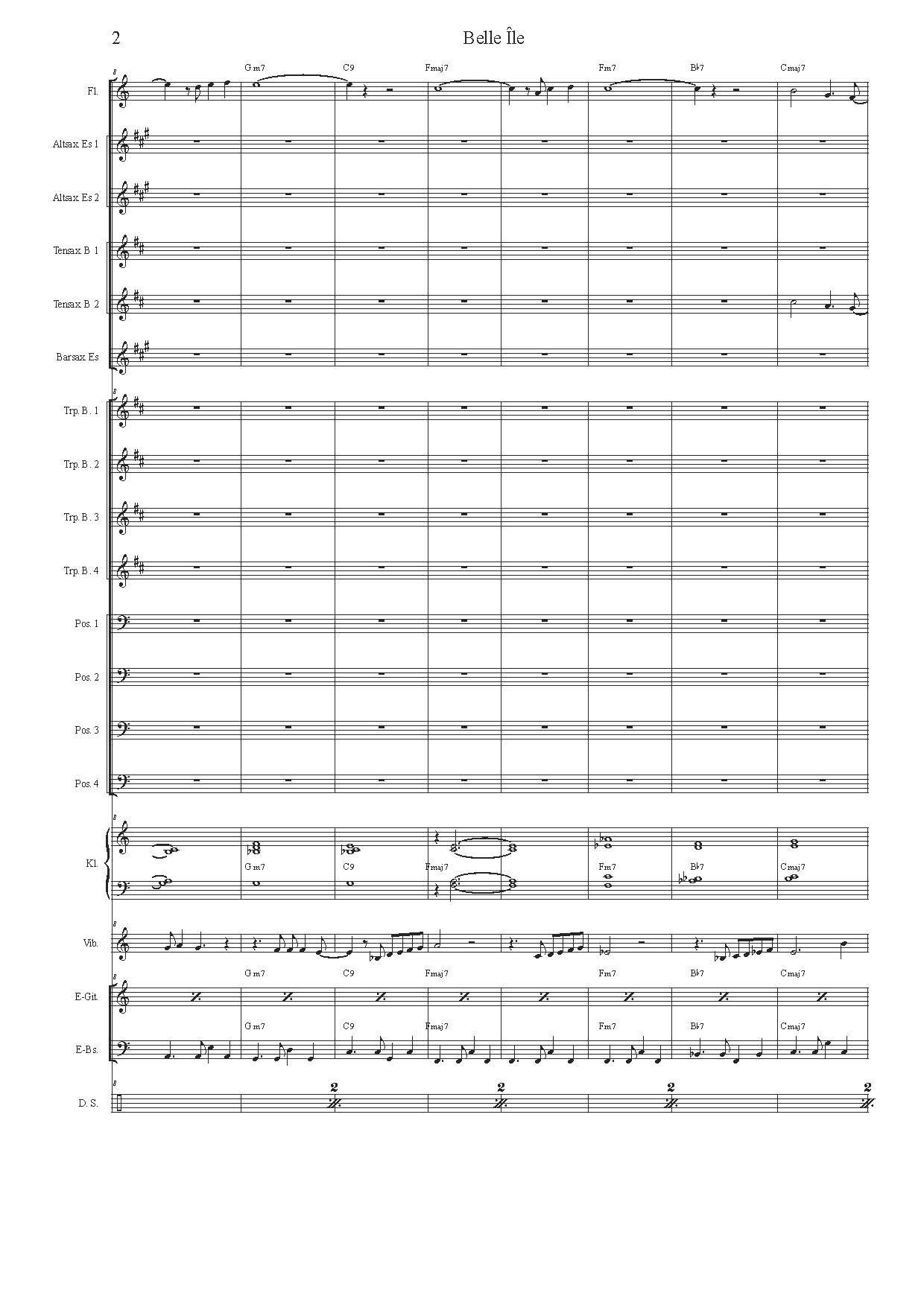 Belle Ile - Big Band Arrangement. Partitur und Stimmen: Latin Jazz for the Young Jazzband