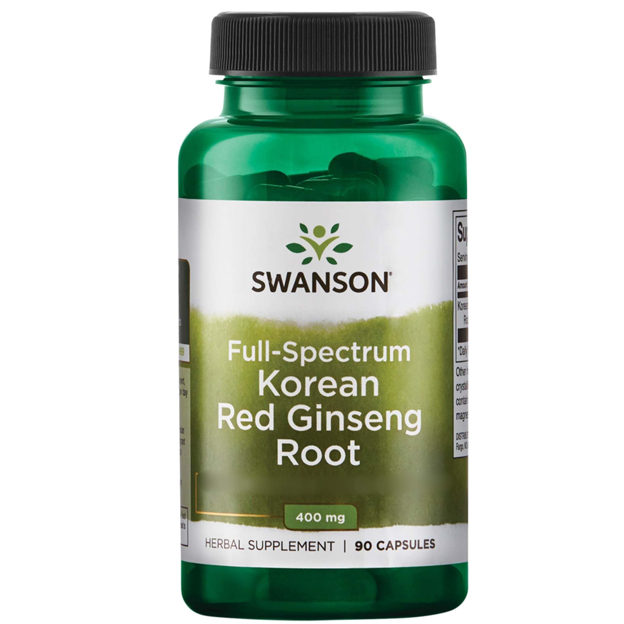 SwansonFull Spectrum Korean Ginseng Root (Panax Ginseng Root), 400mg, 90 Capsules, Lab-Tested, Soy-Free, Gluten-Free, GMO-Free