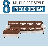 Vista 532 de H.VERSAILTEX 2025 New Sectional Couch Covers 8 Pieces Stretch Sofa Covers for Sectional Sofa Set Separate L Shaped Couch Cover for Both Left/Right