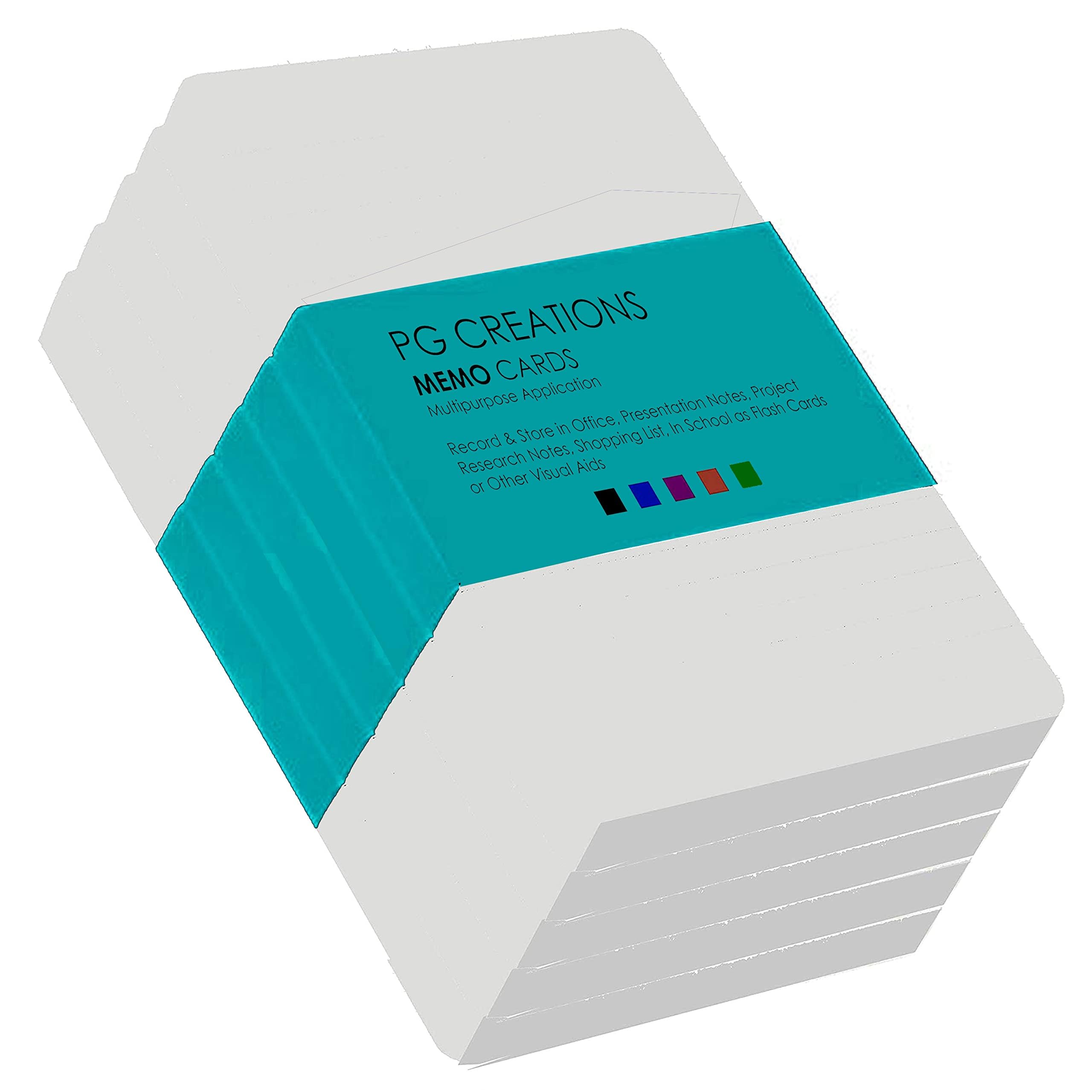 PG Creations 1000 Sheets, 3x5 Inch 200 GSM Unruled Index Flash Cards, Thick Ivory Cards, Blank Study Cards for Students & Exam Revision, White