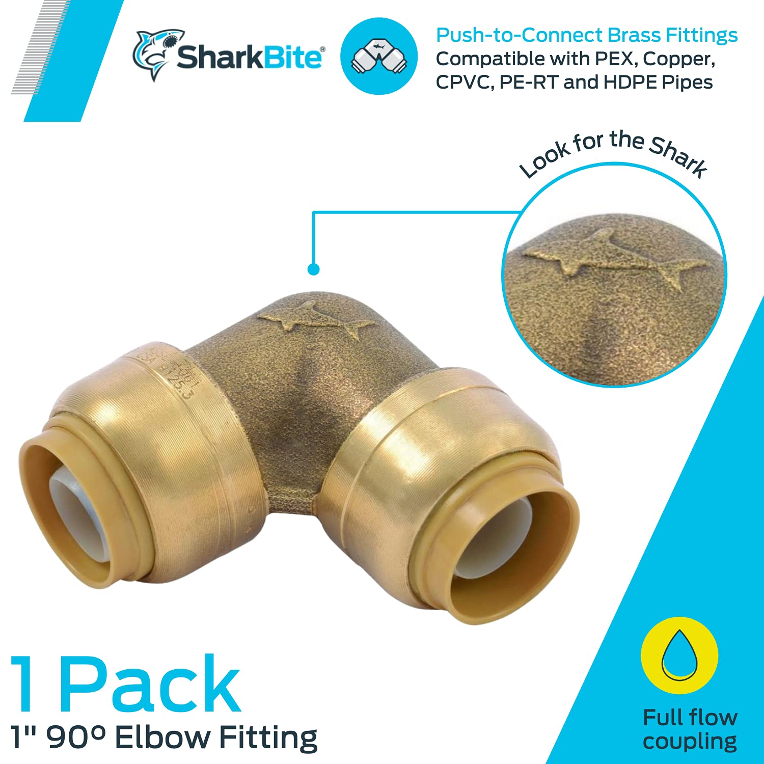 Buy SharkBite 1 Inch 90 Degree Elbow, Push to Connect Brass Fitting
