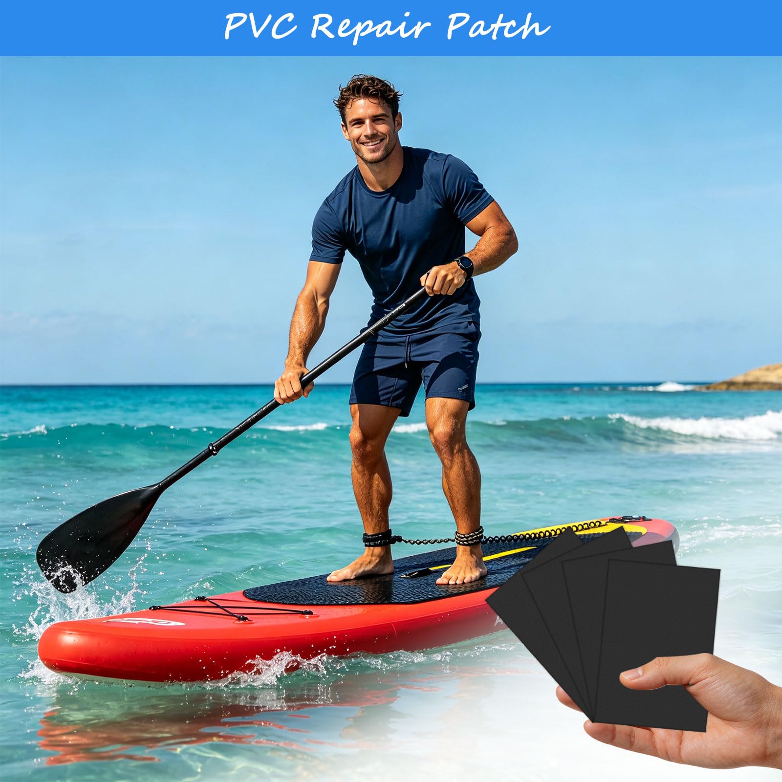 Parche de Reparación de PVC Impermeable, 4 Piezas, para Kayak, Bote Inflable, Canoa