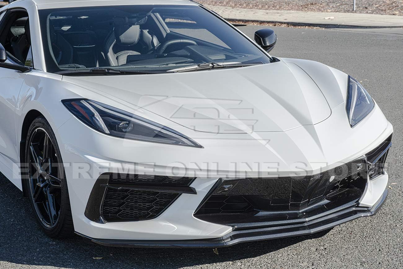 Replacement For 2020-Present Chevrolet Corvette C8 | GM Z51 Style Front Bumper Lower Lip Splitter (ABS Plastic - Glossy Black)