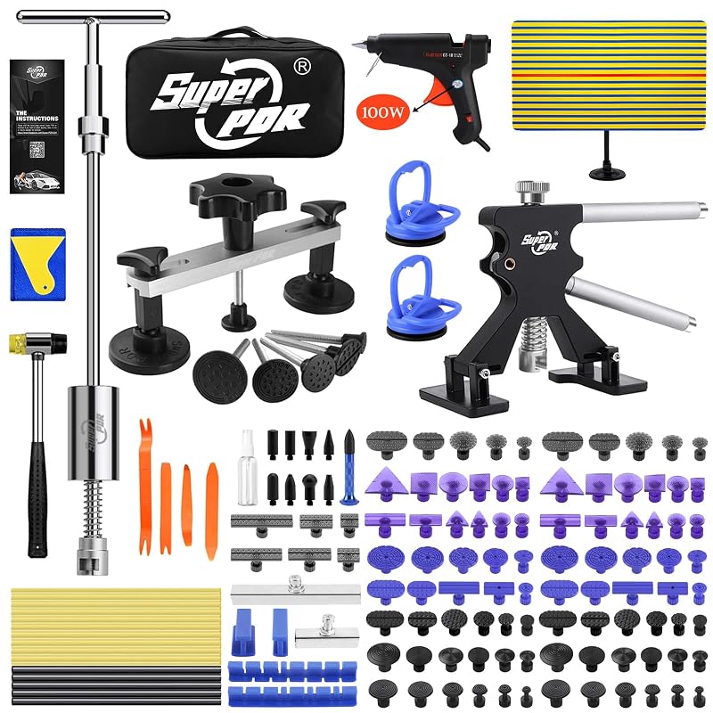 Kit para Remoção de Amassados Super PDR PDR-169PCS com Pistola de Cola de 100 W e Martelo Deslizante, 169 peças