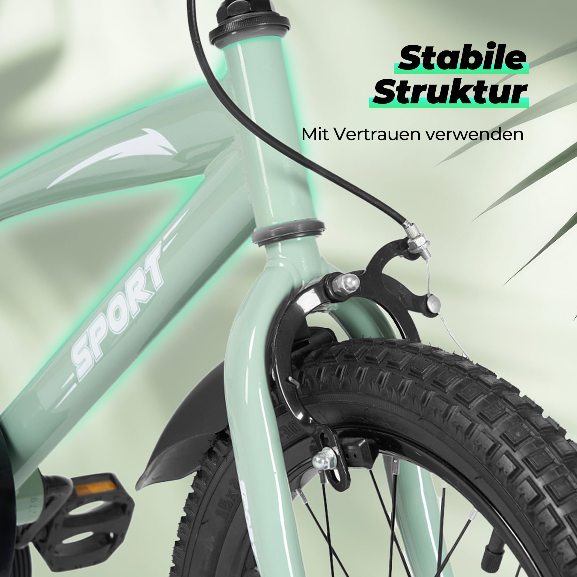 BODIOO Vélo pour Enfant de 12 Pouces avec siège réglable, Double Freins, Roues stabilisatrices, réflecteur et Garde-Boue, Convient aux Cyclistes de 84 à 97 cm