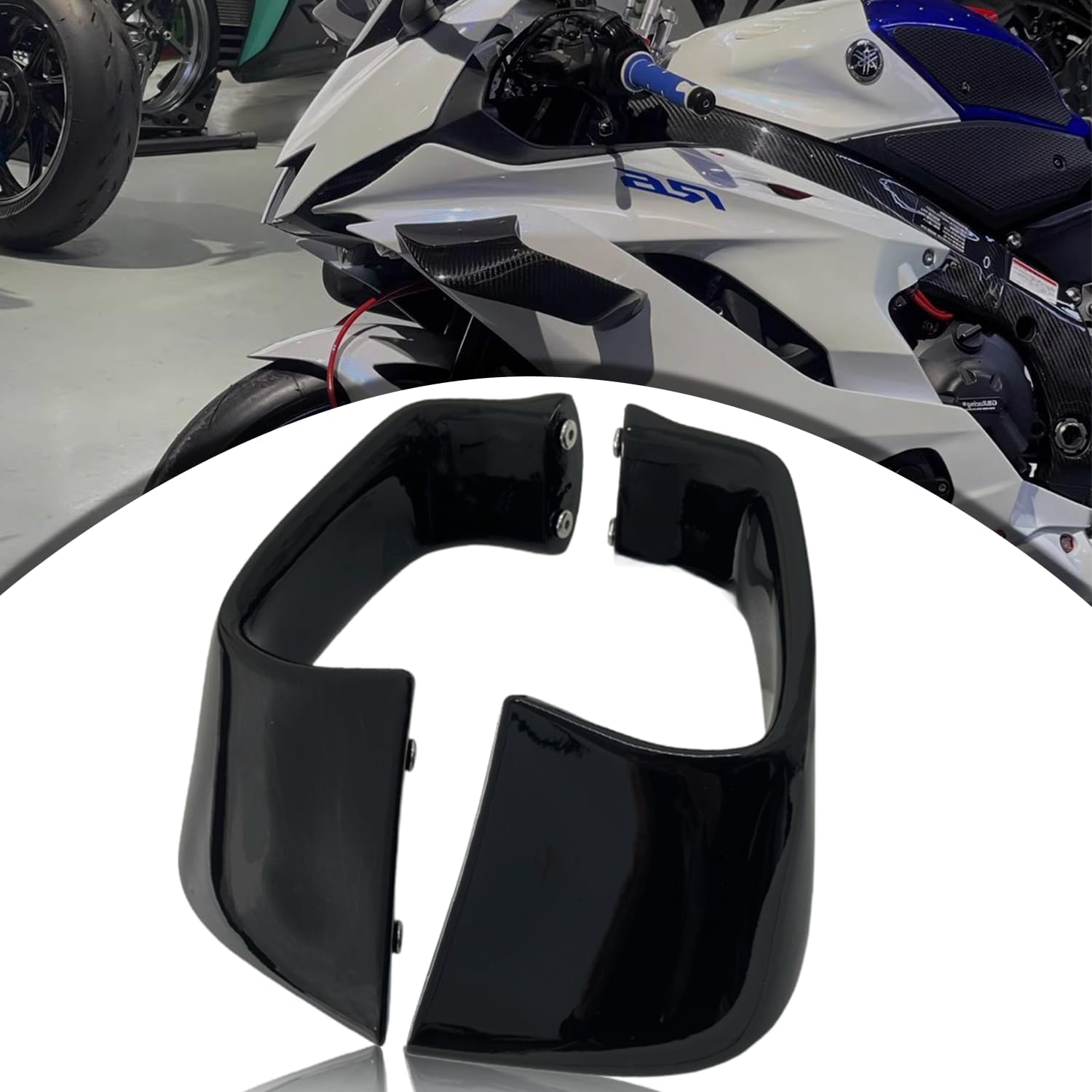 Motorcycle Winglet Fairings for Yamaha YZF-R1 (2015-2023) R6 (2017-2023) - Spoiler Wing for Yamaha Winglets, Durable ABS Plastic Easy Installation of Yamaha R1/R6 Fairings (Black Carbon Fiber)