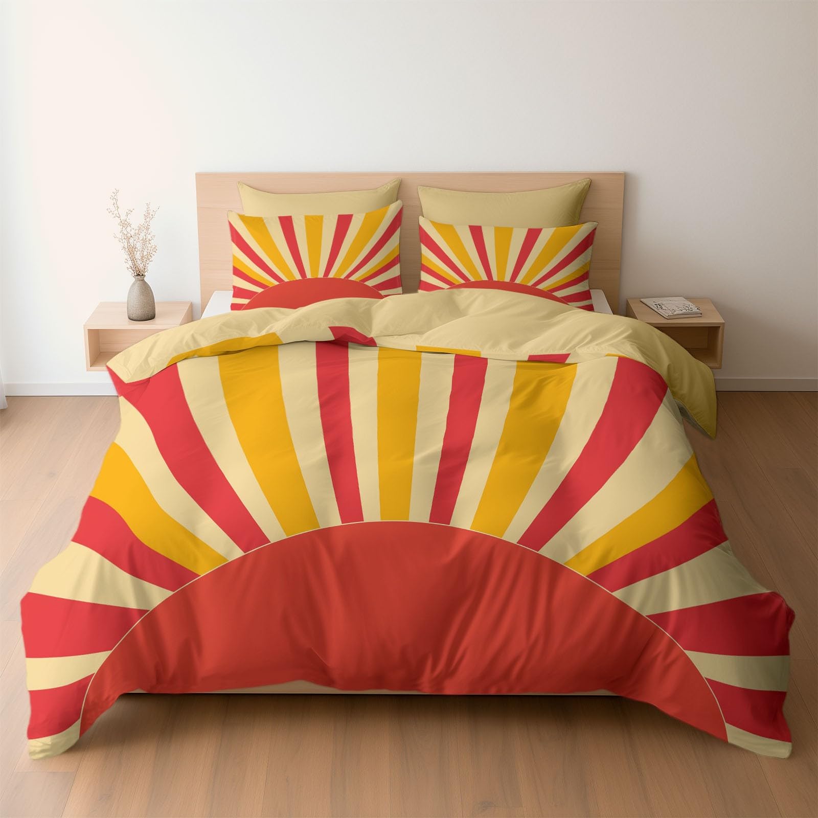 Housse de couette 140x200 parure de lit 1 personne réversible jaune microfibre douce