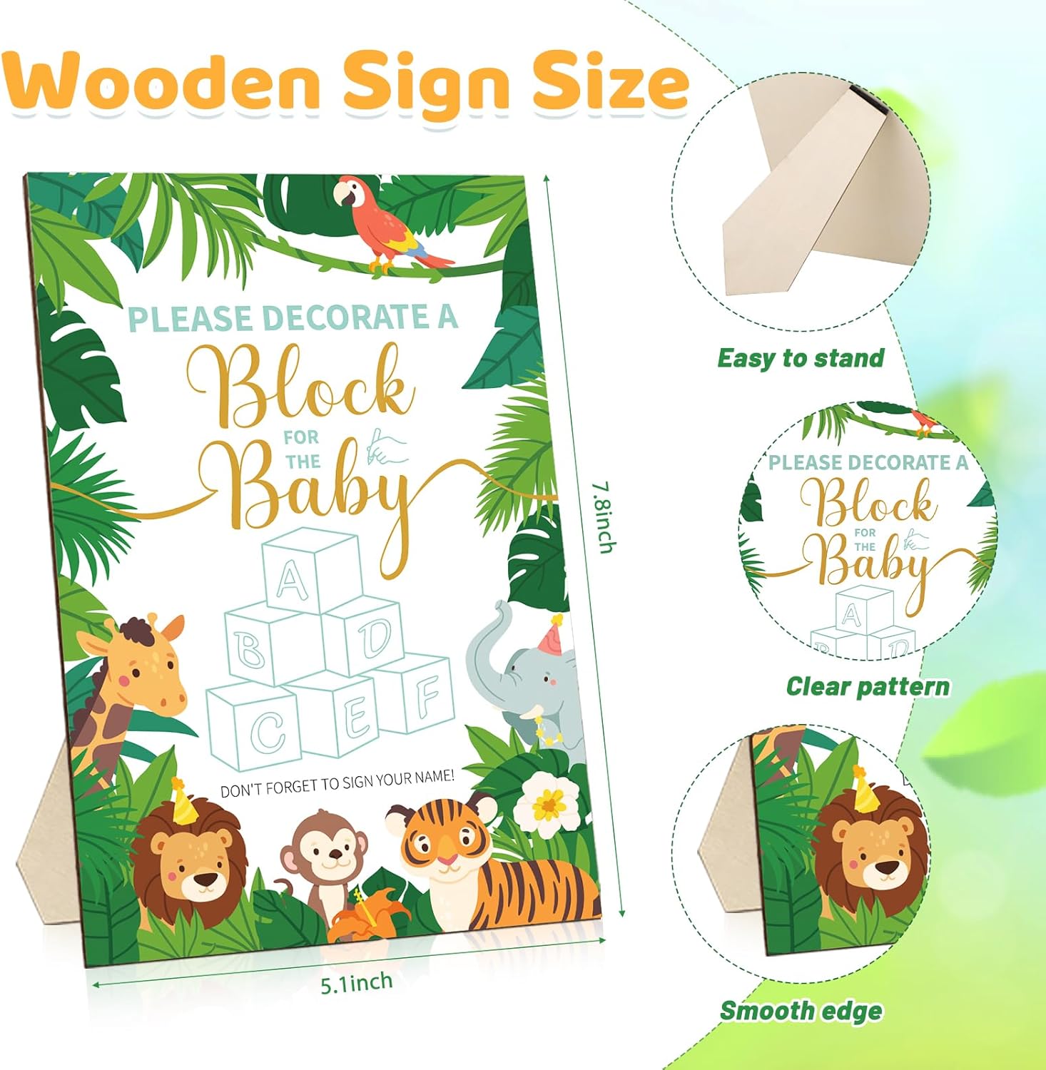 71 Pcs Baby Shower Games Blocks Include 57 Wooden Blank Blocks, 24 Marker, A Block Game Sign and A Blocks Box for Baby Shower Favors Games Prizes Boy and Girls Gender Reveal Party Game