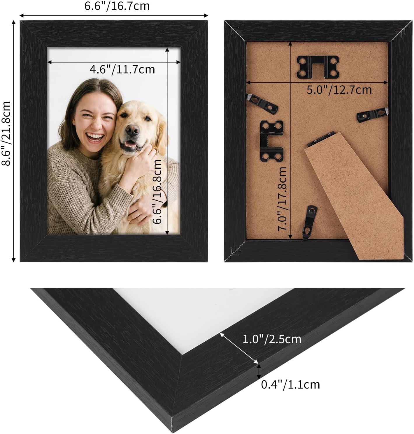 Lavezee 5x7 Picture Frame Black, Display 5 by 7 Picture Frame for Tabletop or Wall, Wide 5x7 Frames for Home Decor - Image 2