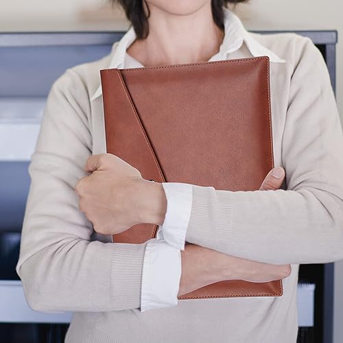 Miniatura 7 de VANRA Carpetas de archivo de piel sintética A4, soporte para documentos, sobre impermeable, organizador de archivos para tamaño carta con cierre de