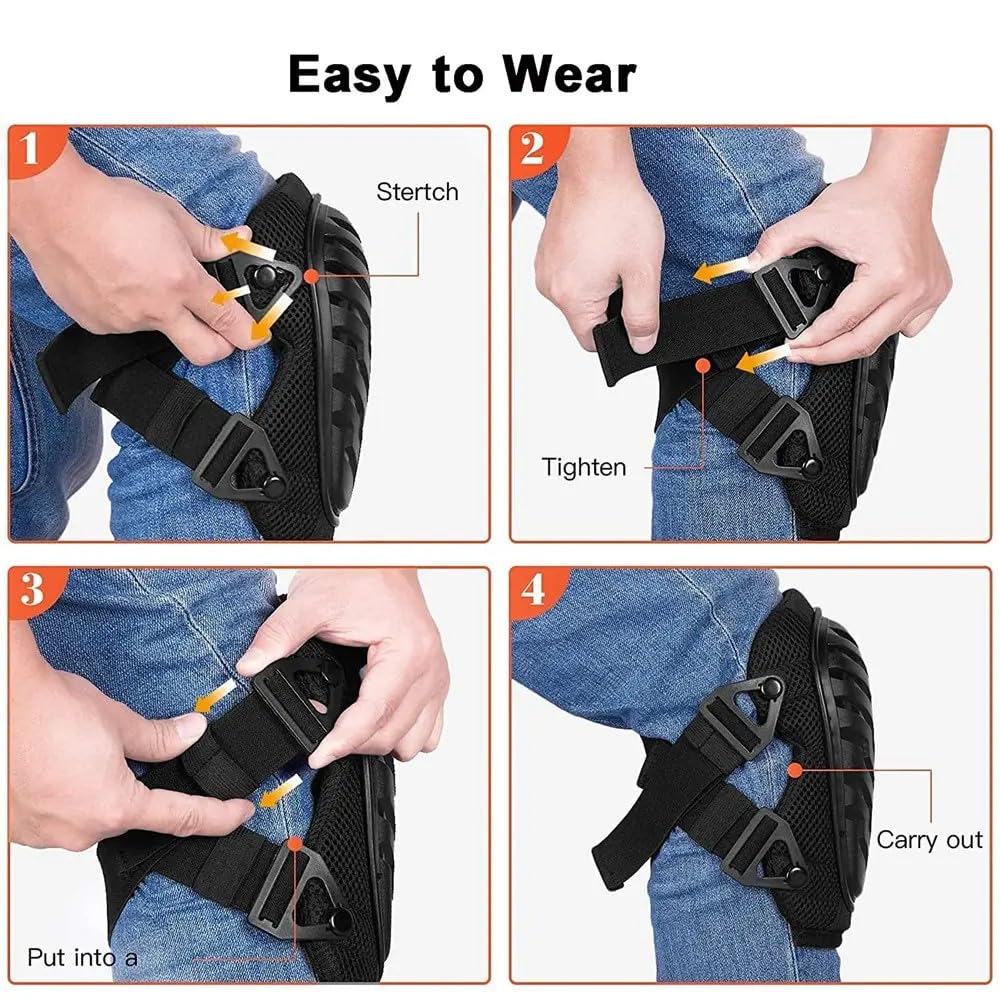 Veltec Rodilleras de alta calidad para el trabajo con espuma suave y cojín de gel, almohadillas resistentes y correas antideslizantes ajustables, protección profesional y cómodas para construcción,
