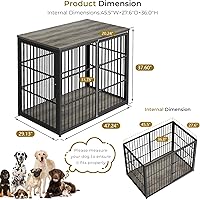 Vista 27 de Mueble de jaula para perros XXL de 48" con 3 puertas, jaula de madera combinada para mascotas, perrera resistente de interior para perros medianos a