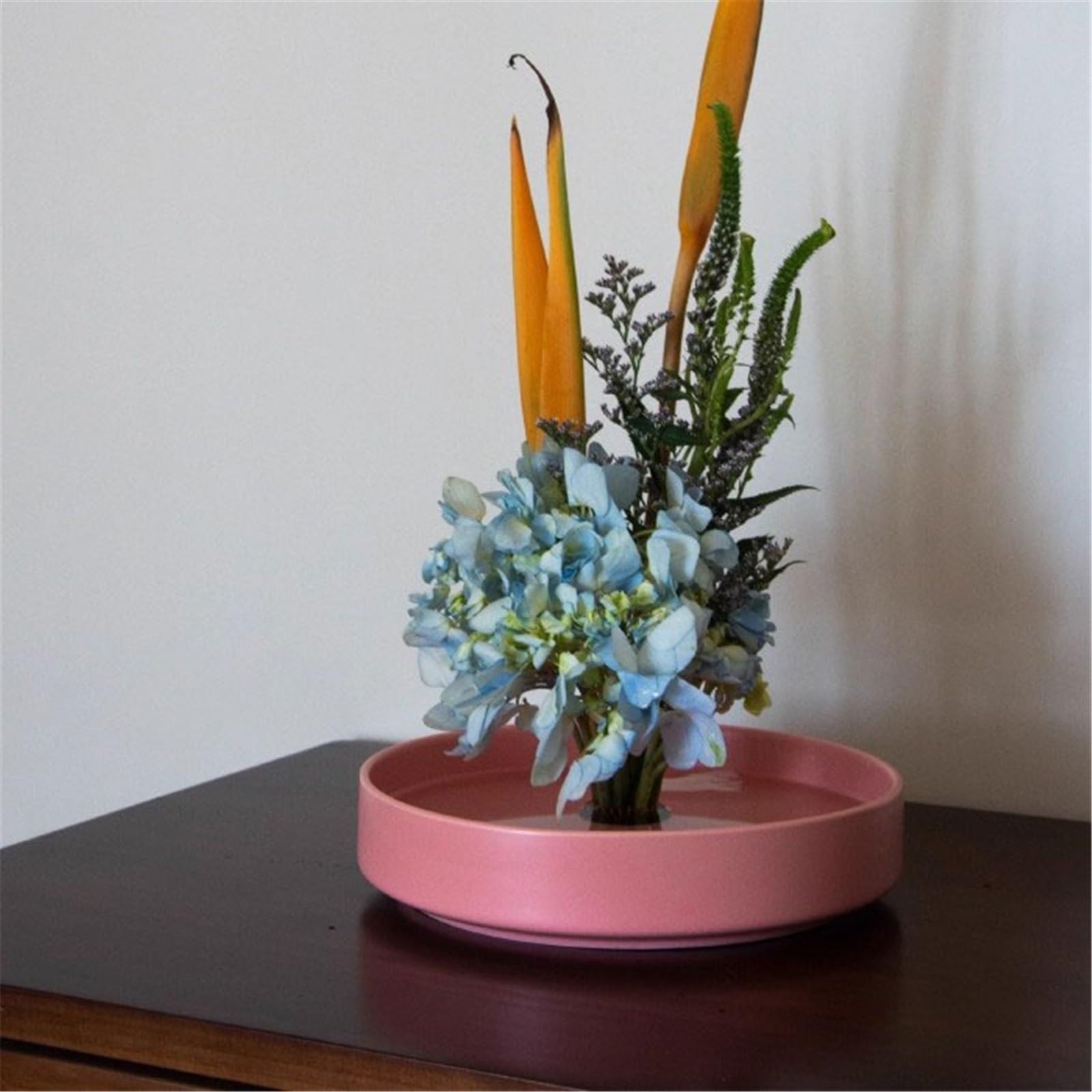 Wazon Ikebany Doniczka ogrodowa, okrągła, matowa, ceramiczna, podstawka na kompozycję kwiatową Doniczka do kompozycji kwiatowych(Pink)