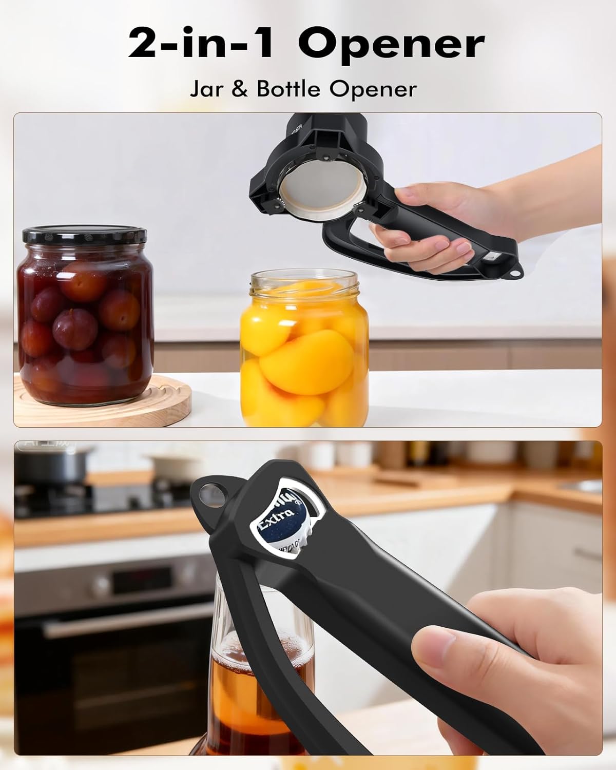 AMOSA Electric Jar Opener with Gripper Pad, Auto-Tighten & Manual Twist Jar Lid Opener, Lid Opener & Bottle Opener for Seniors, Arthritis Sufferers, Weak Hands