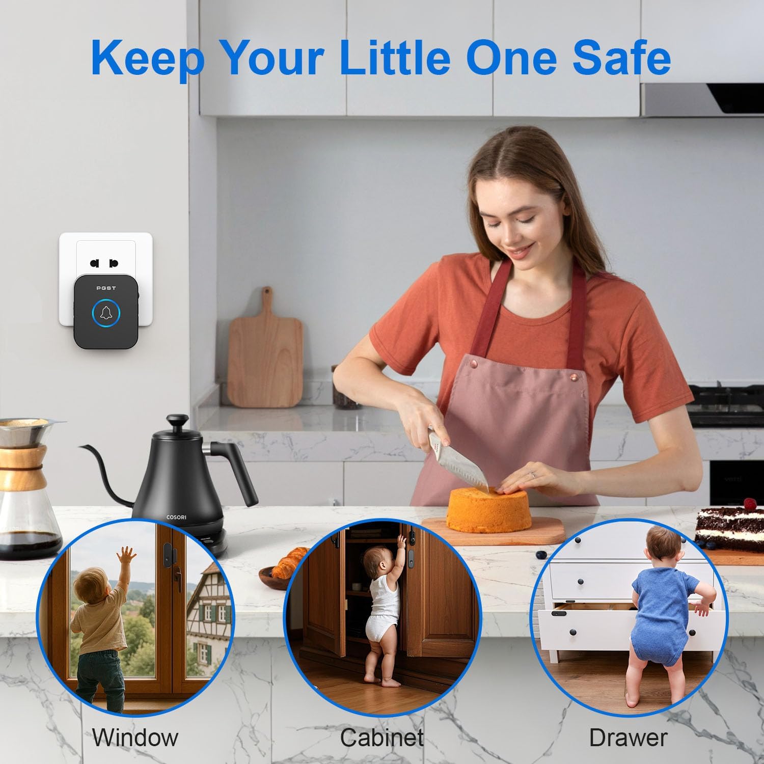 Door Chimes When Door Opens,Wireless Door Chime for Home/Business | 2-Sensors 1-Receivers,550 FT Range,36 Chimes,7 Adjustable Volume,Door Alarm Sensor for Kids/Dementia/Elderly Safety
