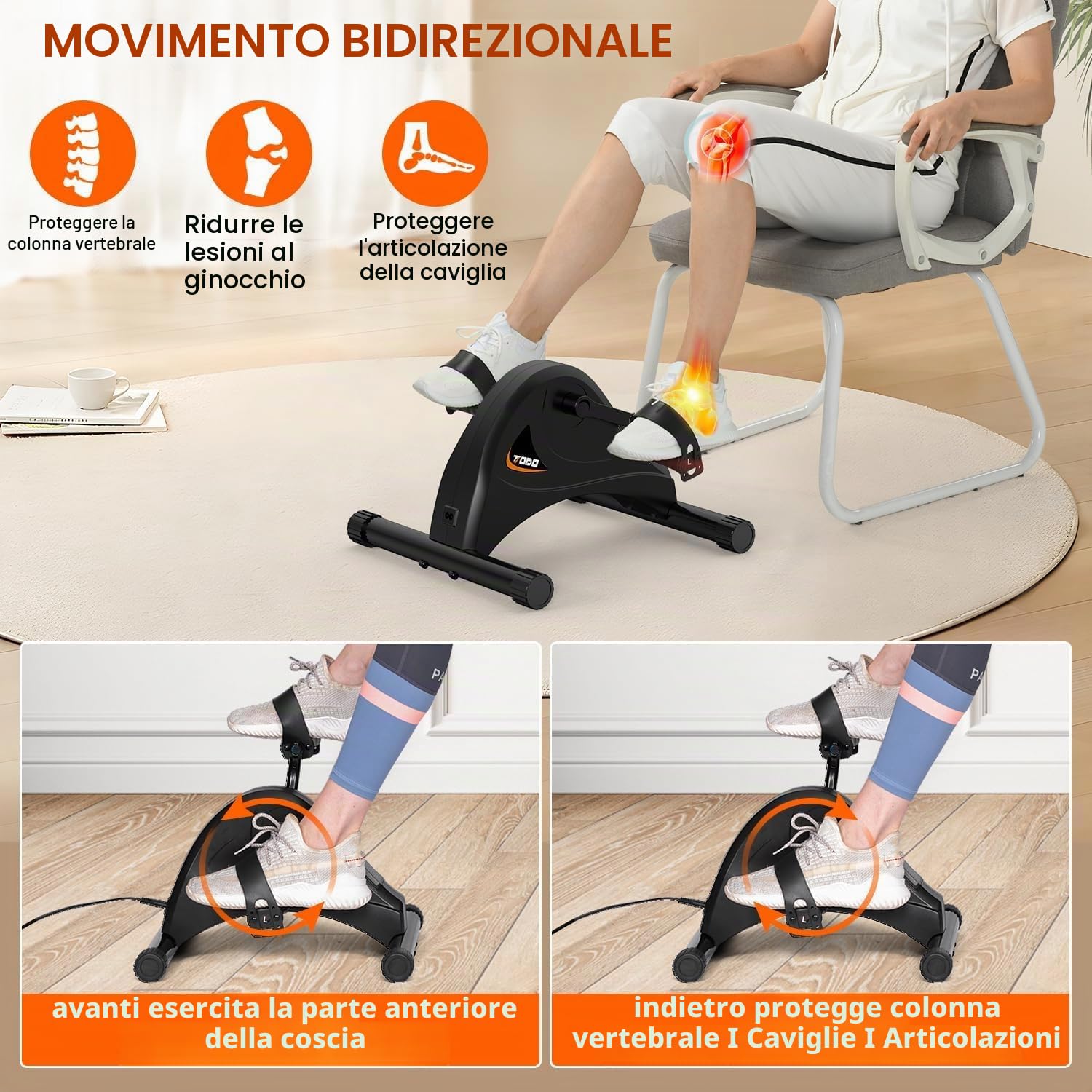 Pedalatore elettrico a pedale statico per anziani automatico, 6 livelli di velocità, telecomando con motore silenzioso per gamba riabilitazione