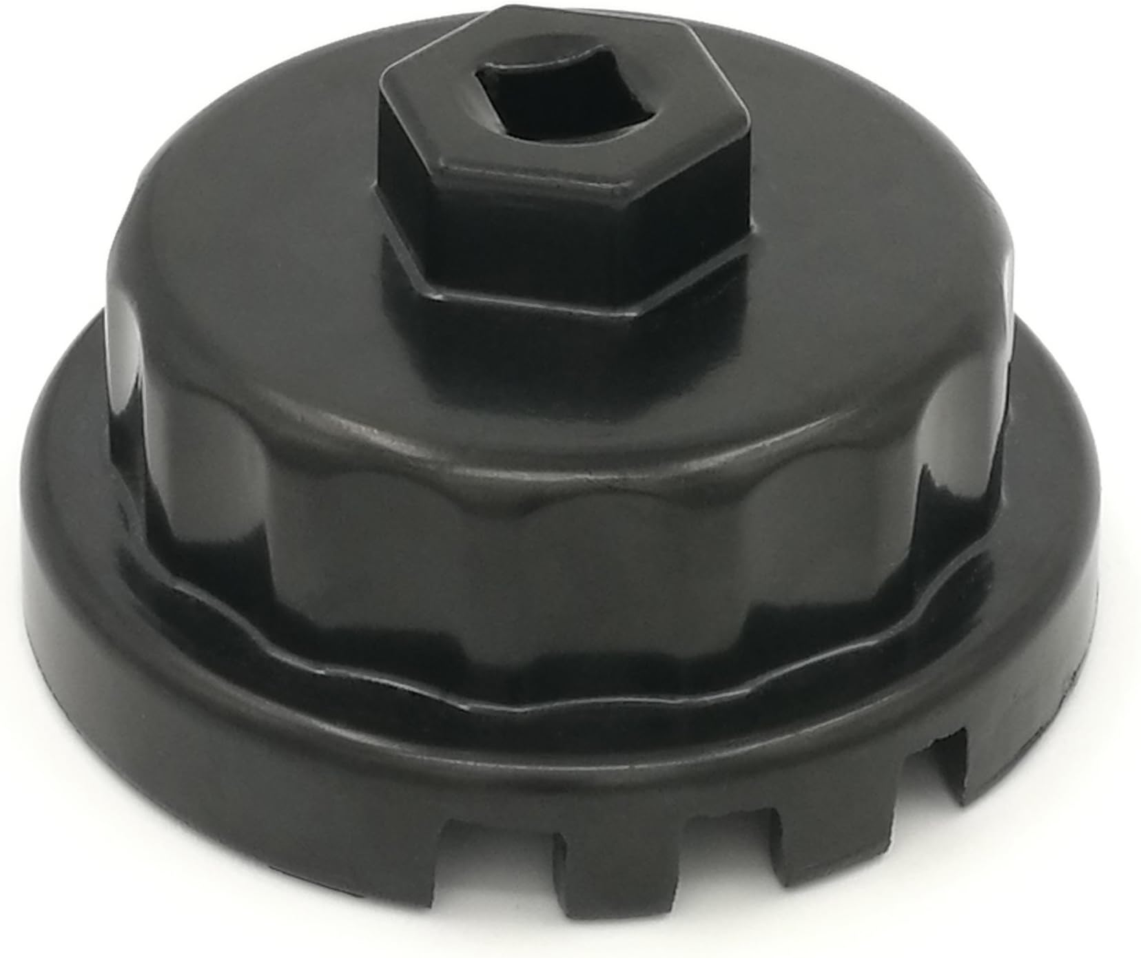 Aluminum Cup Wrench for Removing Toyota Oil Filter Caps, 64mm Flute, Fits 2.5L to 5.7L Engines, Black