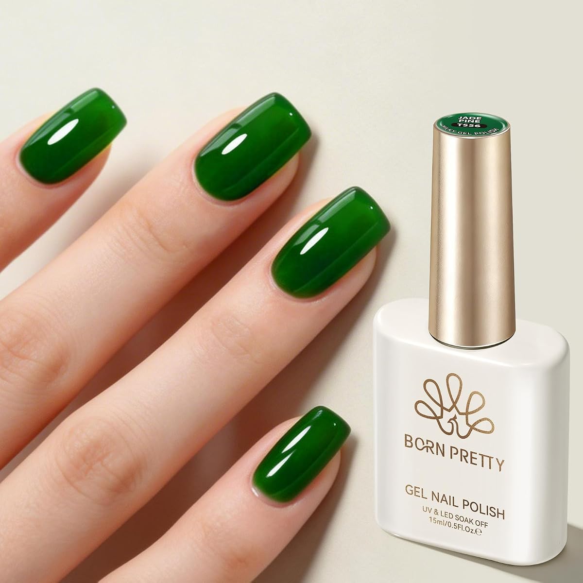 Born Pretty Jelly Green Gel Nail Polish,Sheer Translucent Dark Green | Christmas Soak Off Gel Nail Polish for Salon Manicure and Nail Art DIY at Home,Long-Lasting,Easy to Apply,High Gloss Shine