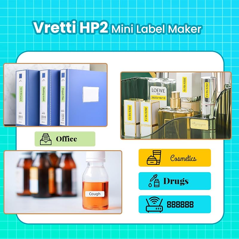 vretti HP2 Bluetooth Címkenyomtató iOS Android Öntapadós Címkékhez Otthon Irodához