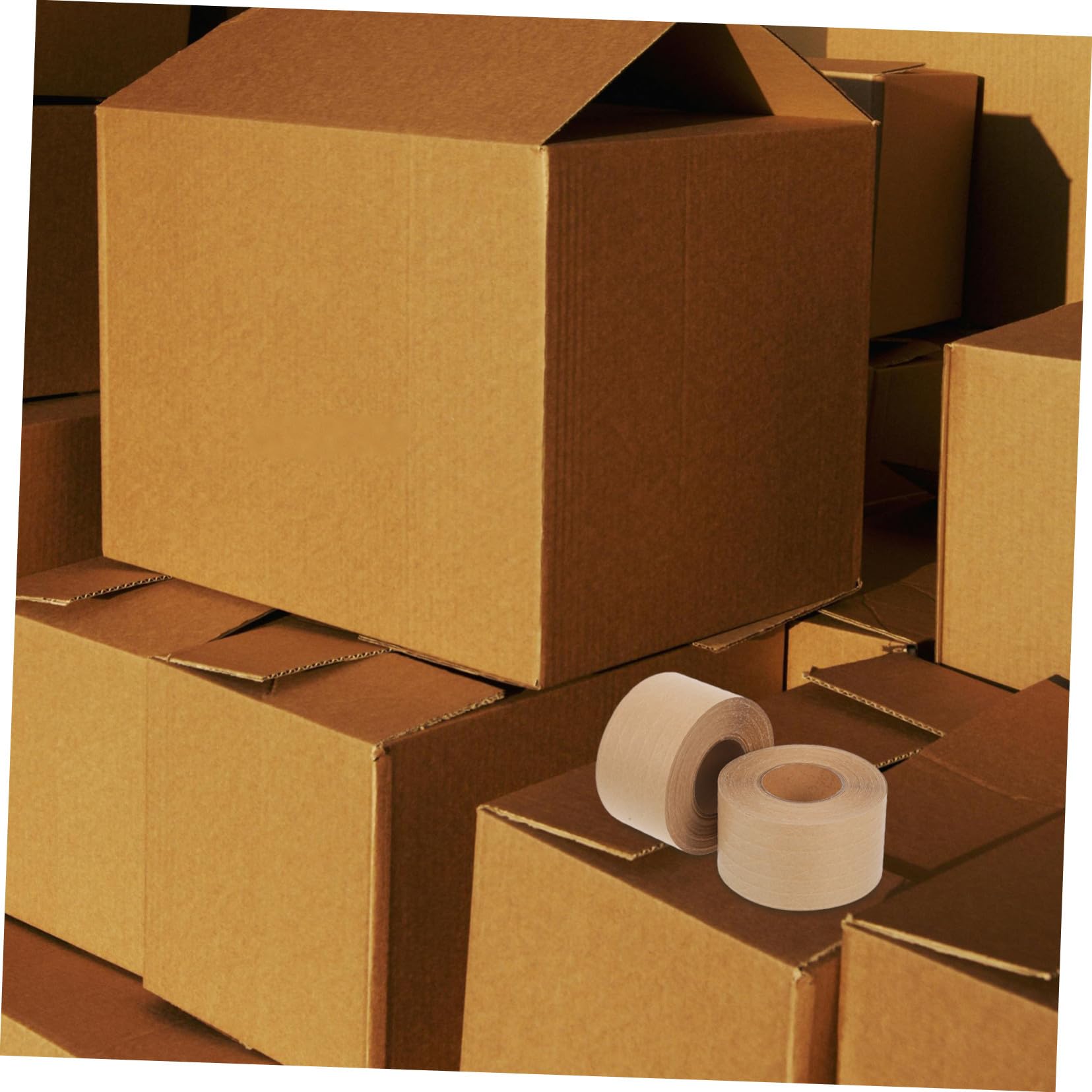 2 pièces Ruban Adhésif Gommé Kraft Marron Renforcé Adhésif à Activation à Eau Ruban Résistant et Facile à Déchirer pour Cartons Expédition